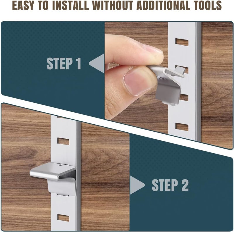 Lenink 28 Piece 256P-ZC Adjustable Pilaster Shelf Clip Shelving Brackets Clips for Metal and Wood Shelving - Image 5